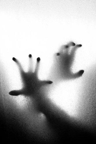 Abstract crime background - silhouette of two hands